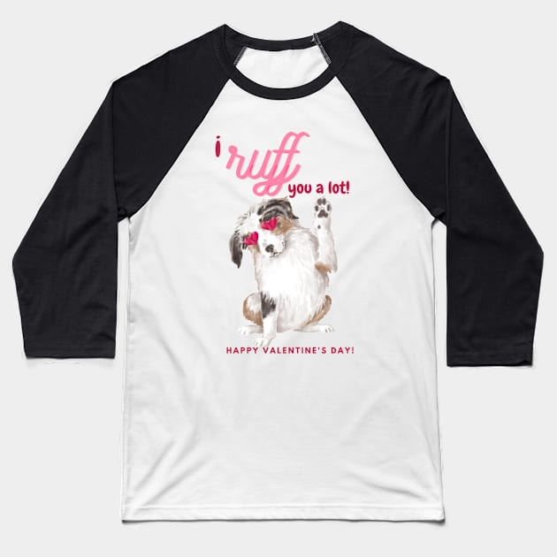 Puppy Valentine Baseball T-Shirt by metanoiias